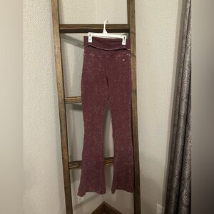 PINK Victoria's Secret Burgundy Flare Wide Leg Jeans